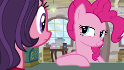 Size: 1920x1080 | Tagged: safe, screencap, character:pinkie pie, episode:the maud couple, g4, my little pony: friendship is magic, duo, jiffy bake, lidded eyes, rachael ray