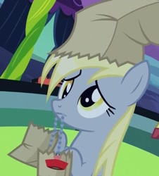 Size: 399x442 | Tagged: safe, screencap, character:derpy hooves, episode:luna eclipsed, g4, my little pony: friendship is magic, cropped, cute, derpabetes, oops my bad, paper bag wizard, solo