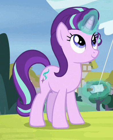 Size: 395x489 | Tagged: safe, screencap, character:starlight glimmer, species:pony, species:unicorn, episode:the maud couple, g4, my little pony: friendship is magic, animated, cropped, cute, glimmerbetes, kite, kite flying, smiling, solo, that pony sure does love kites