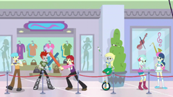 Size: 3643x2048 | Tagged: safe, screencap, character:bon bon, character:bright idea, character:derpy hooves, character:lyra heartstrings, character:nolan north, character:sweetie drops, episode:a fine line, g4, my little pony:equestria girls, background human, bright idea, canterlot mall, crimson napalm, female, male, nolan north