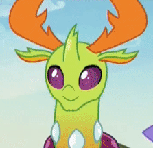 Size: 223x216 | Tagged: safe, screencap, character:thorax, character:trixie, species:changeling, species:pony, species:reformed changeling, species:unicorn, episode:to change a changeling, g4, my little pony: friendship is magic, :o, animated, cape, clothing, cropped, cute, gif, hat, open mouth, thorabetes, trixie's hat