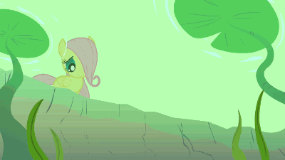 Size: 400x225 | Tagged: safe, screencap, character:fluttershy, species:pegasus, species:pony, episode:the cutie mark chronicles, g4, my little pony: friendship is magic, animal, animated, blowing bubbles, bubble, cute, female, filly, foal, frog, gif, gurgling, lily pad, pond, shyabetes, underwater, watershy