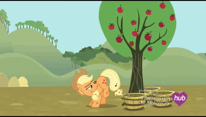 Size: 692x396 | Tagged: safe, screencap, character:applejack, species:earth pony, species:pony, episode:simple ways, g4, my little pony: friendship is magic, absurd file size, absurd gif size, animated, apple tree, applejewel, applejuice meme, applelicious, best pony, duckface, gif, non-looping gif, solo, stupid sexy applejack, tree