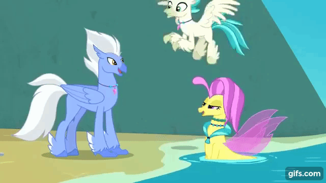 Size: 640x360 | Tagged: safe, screencap, character:ocean flow, character:sky beak, character:terramar, species:classical hippogriff, species:hippogriff, species:seapony (g4), episode:surf and/or turf, g4, my little pony: friendship is magic, animated, beach, family, father and son, female, gif, husband and wife, male, mother and son, nuzzling, terrabetes, water