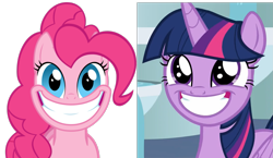 Size: 1573x915 | Tagged: safe, artist:misterdavey, screencap, character:pinkie pie, character:twilight sparkle, character:twilight sparkle (alicorn), species:alicorn, species:pony, episode:horse play, g4, my little pony: friendship is magic, smile hd, smiling