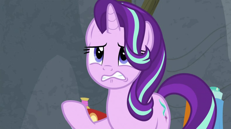 Size: 790x444 | Tagged: safe, screencap, character:starlight glimmer, episode:horse play, g4, my little pony: friendship is magic, animated, fabric, handkerchief, nose blowing, sewing machine