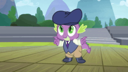 Size: 1920x1080 | Tagged: safe, screencap, character:spike, episode:horse play, g4, my little pony: friendship is magic, animated, beret, clothing, cute, handsome, hat, no sound, solo, spikabetes, vest, webm