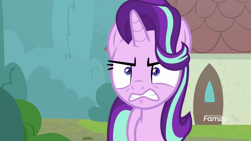 Size: 826x464 | Tagged: safe, screencap, character:starlight glimmer, species:pony, species:unicorn, episode:the parent map, g4, angry, animated, female, floppy ears, gif, gritted teeth, mare, ragelight glimmer, shrunken pupils, sire's hollow, solo