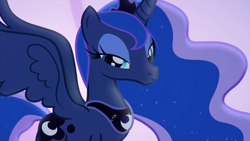 Size: 1920x1080 | Tagged: safe, screencap, character:princess luna, species:alicorn, species:pony, episode:to where and back again, g4, my little pony: friendship is magic, bedroom eyes, female, flowing mane, lidded eyes, mare, solo