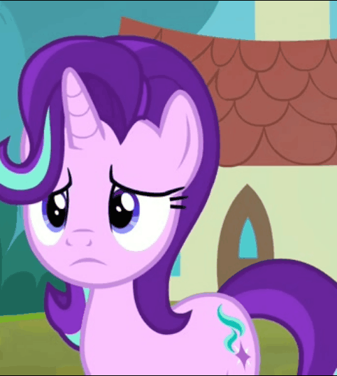 Size: 482x538 | Tagged: safe, screencap, character:starlight glimmer, species:pony, species:unicorn, episode:the parent map, g4, animated, cropped, female, floppy ears, gif, mare, nose in the air, reaction image, sire's hollow, solo, sudden realization, volumetric mouth