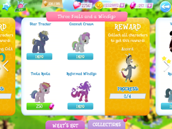 Size: 2048x1536 | Tagged: safe, gameloft, screencap, character:coconut cream, character:star tracker, character:toola roola, species:draconequus, species:earth pony, species:pony, accord, female, filly, game, game screencap, male, reformed windigo, windigo