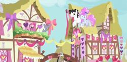 Size: 1223x600 | Tagged: safe, screencap, character:cheerilee, character:cotton sky, character:discord, character:royal riff, character:starry eyes, species:pony, episode:the break up break down, background pony