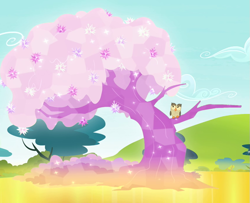 Size: 853x691 | Tagged: safe, screencap, character:owlowiscious, species:bird, species:owl, episode:inspiration manifestation, g4, my little pony: friendship is magic, cropped, crystal flower, crystal tree, golden road, perching, solo, transformed, tree