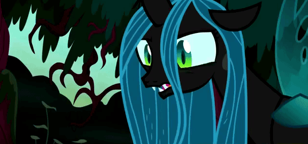 Size: 634x297 | Tagged: safe, screencap, character:queen chrysalis, species:changeling, episode:the mean 6, g4, my little pony: friendship is magic, animated, changeling queen, eye twitch, female