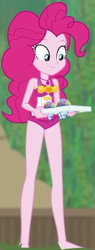 Size: 218x573 | Tagged: safe, screencap, character:pinkie pie, episode:too hot to handle, g4, my little pony:equestria girls, clothing, cropped, geode of sugar bombs, solo, swimsuit