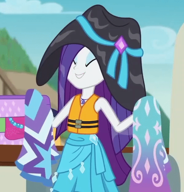 Size: 598x624 | Tagged: safe, screencap, character:rarity, episode:the salty sails, g4, my little pony:equestria girls, animated, clothing, cropped, cute, raribetes, swimsuit, wet, wet hair, wet mane, wet mane rarity