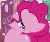 Size: 200x166 | Tagged: safe, screencap, character:pinkie pie, species:earth pony, species:pony, episode:call of the cutie, g4, my little pony: friendship is magic, season 1, cropped, faec, female, great moments in animation, kitchen, mid-blink screencap, picture for breezies, solo