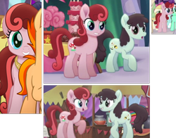 Size: 465x364 | Tagged: safe, screencap, species:earth pony, species:pony, my little pony: the movie (2017), background pony, compilation, cropped, duo focus, female, mare, solo focus, sushi hooves, toadstool blossom