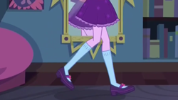 Size: 2208x1242 | Tagged: safe, screencap, character:twilight sparkle, character:twilight sparkle (scitwi), species:eqg human, episode:monday blues, eqg summertime shorts, g4, my little pony:equestria girls, clothing, legs, mary janes, mirror, pictures of legs, skirt, socks
