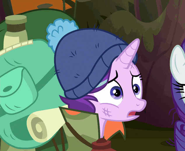 Size: 634x518 | Tagged: safe, screencap, character:starlight glimmer, species:pony, species:unicorn, episode:the mean 6, g4, my little pony: friendship is magic, alternate hairstyle, animated, backpack, bag, camping outfit, clothing, cropped, crying, cute, dilated pupils, dirty, eye shimmer, female, floppy ears, frown, gasp, glimmerbetes, hat, lamp, lantern, mare, messy mane, parka, pouting, sad, sadlight glimmer, sadorable, solo focus, teary eyes, tuque, undressing, upset, wavy mouth, wide eyes