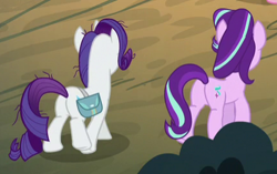 Size: 430x270 | Tagged: safe, screencap, character:rarity, character:starlight glimmer, species:pony, species:unicorn, episode:the mean 6, g4, my little pony: friendship is magic, back of head, cropped, female, glimmer glutes, mare, plot, plot pair, rearity