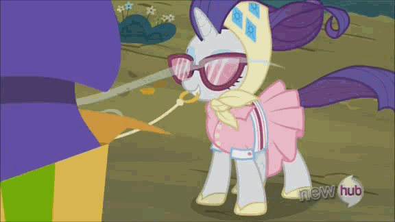 Size: 576x324 | Tagged: safe, screencap, character:apple bloom, character:applejack, character:rainbow dash, character:rarity, character:scootaloo, character:sweetie belle, species:pegasus, species:pony, episode:sleepless in ponyville, g4, my little pony: friendship is magic, animated, camping outfit, hub logo, tent