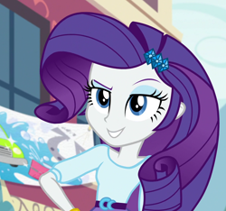 Size: 1140x1069 | Tagged: safe, screencap, character:rarity, equestria girls:dance magic, g4, my little pony:equestria girls, cropped, evil grin, grin, lidded eyes, smiling, smirk, solo