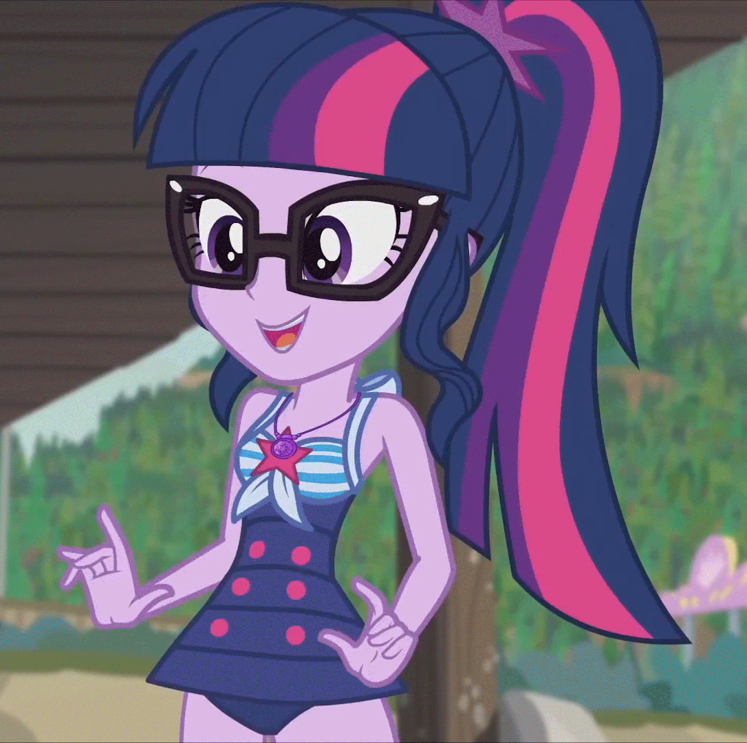 Size: 1086x1080 | Tagged: safe, screencap, character:twilight sparkle, character:twilight sparkle (scitwi), species:eqg human, episode:x marks the spot, g4, my little pony:equestria girls, animated, clothing, cropped, geode of telekinesis, gif, lidded eyes, solo, swimsuit