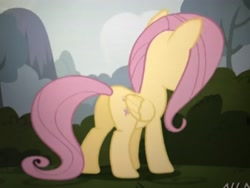 Size: 4032x3024 | Tagged: safe, screencap, character:fluttershy, species:pegasus, species:pony, episode:it ain't easy being breezies, g4, my little pony: friendship is magic, cropped, female, folded wings, mare, plot, solo, tree