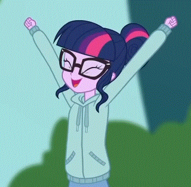 Size: 380x371 | Tagged: safe, screencap, character:twilight sparkle, character:twilight sparkle (scitwi), species:eqg human, episode:stressed in show, g4, my little pony:equestria girls, animated, clothing, cropped, cute, female, gif, glasses, hoodie, solo, stressed in show: rainbow dash, twiabetes