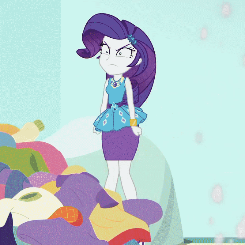 Size: 800x800 | Tagged: safe, screencap, character:rarity, equestria girls:rollercoaster of friendship, g4, my little pony:equestria girls, animated, cropped, foreshadowing, rarisnap, scene change