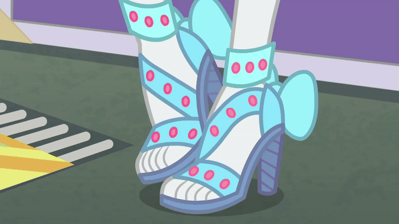 Size: 800x450 | Tagged: safe, screencap, character:rarity, equestria girls:rollercoaster of friendship, g4, my little pony:equestria girls, animated, close-up, clothing, feet, gif, high heels, legs, open-toed shoes, pictures of legs, sandals, shoes, toes