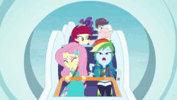 Size: 1920x1080 | Tagged: safe, screencap, character:apple rose, character:fluttershy, character:rainbow dash, character:roseluck, equestria girls:rollercoaster of friendship, g4, my little pony:equestria girls, adorable distress, animated, cute, dashabetes, roller coaster, scared, scaredy dash, screaming, sound, stop the ride, the ride never ends, track starr, webm, yelling