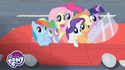 Size: 1280x720 | Tagged: safe, official, screencap, character:applejack, character:fluttershy, character:pinkie pie, character:rainbow dash, character:rarity, character:spike, character:twilight sparkle, character:twilight sparkle (alicorn), character:twilight sparkle (unicorn), species:alicorn, species:dragon, species:earth pony, species:pegasus, species:pony, species:unicorn, car, clothing, cowboy hat, driving, female, foal house, full house, hat, male, mane seven, mane six, mare, my little pony logo, parody, youtube, youtube link