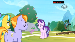 Size: 964x544 | Tagged: safe, screencap, character:auburn vision, character:citrine spark, character:fire quacker, character:spike, character:starlight glimmer, episode:a matter of principals, g4, my little pony: friendship is magic, covering eyes, friendship student, stadium, trench