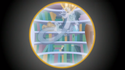 Size: 1366x768 | Tagged: safe, screencap, character:discord, episode:a matter of principals, g4, my little pony: friendship is magic, bookshelf, circle, ghost, ghost discord