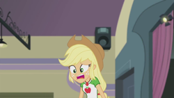 Size: 1280x720 | Tagged: safe, screencap, character:applejack, episode:constructive criticism, g4, my little pony:equestria girls, female, geode of super strength, solo