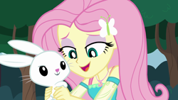 Size: 1280x720 | Tagged: safe, screencap, character:angel bunny, character:fluttershy, episode:stressed in show, g4, my little pony:equestria girls, geode of fauna, stressed in show: fluttershy