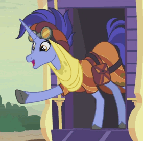 Size: 280x277 | Tagged: safe, screencap, character:hoo'far, species:pony, species:unicorn, episode:on the road to friendship, animated, butt shake, male, plot, saddle arabian, solo, stallion, stupid sexy hoo'far, trixie's wagon, wiggle