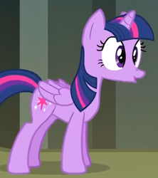 Size: 330x372 | Tagged: safe, screencap, character:twilight sparkle, character:twilight sparkle (alicorn), species:alicorn, species:pony, episode:castle mane-ia, g4, my little pony: friendship is magic, cropped, faec, female, great moments in animation, mare, solo, standing, wings
