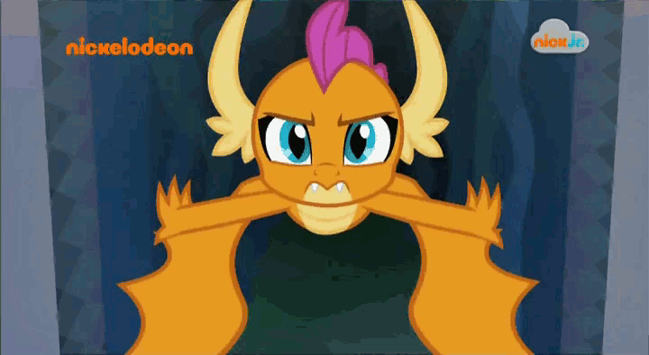 Size: 720x394 | Tagged: safe, screencap, character:smolder, species:dragon, episode:what lies beneath, g4, my little pony: friendship is magic, animated, dragoness, female, fire, fire breath, nickelodeon, snorting