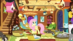 Size: 1920x1080 | Tagged: safe, screencap, character:clementine, character:fluttershy, species:bird, species:pegasus, species:pony, species:rabbit, episode:yakity-sax, g4, my little pony: friendship is magic, animal, bird house, cloven hooves, duckling, female, ferret, fluttershy's cottage, giraffe, mare, mouse, raccoon, regular show, rigby, rodent, sleeping, squirrel