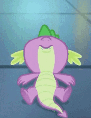 Size: 183x237 | Tagged: safe, screencap, character:spike, species:dragon, episode:father knows beast, g4, my little pony: friendship is magic, animated, claws, egg, food on face, gif, male, on the floor, winged spike, wings