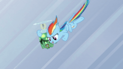 Size: 1920x1080 | Tagged: safe, screencap, character:rainbow dash, character:tank, species:pegasus, species:pony, episode:tanks for the memories, g4, my little pony: friendship is magic, animated, cloud, cute, dashabetes, flying, i'll fly, singing, sound, webm