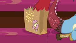 Size: 1920x1080 | Tagged: safe, screencap, character:discord, character:fluttershy, episode:a matter of principals, g4, my little pony: friendship is magic, bag, discovery family logo, drawing, lunchbag, paper bag, shipping fuel, solo