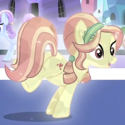 Size: 524x524 | Tagged: safe, screencap, character:ruby love, character:sapphire joy, species:crystal pony, species:pony, episode:the crystalling, g4, my little pony: friendship is magic, background pony, crystallized, cute, female, mare, on front legs, plot