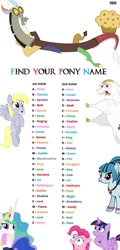 Size: 480x996 | Tagged: safe, artist:ponylover88, screencap, character:bulk biceps, character:derpy hooves, character:discord, character:pinkie pie, character:princess celestia, character:princess luna, character:sonata dusk, character:twilight sparkle, character:twilight sparkle (alicorn), species:alicorn, species:pony, food, game, letter, mouth hold, muffin, ponified, simple background, white background