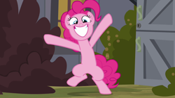 Size: 1280x720 | Tagged: safe, screencap, character:pinkie pie, species:earth pony, species:pony, episode:a friend in deed, g4, my little pony: friendship is magic, jumping, solo