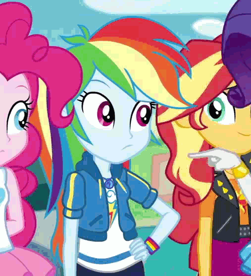 Size: 507x556 | Tagged: safe, screencap, character:pinkie pie, character:rainbow dash, character:rarity, character:sunset shimmer, equestria girls:rollercoaster of friendship, g4, my little pony:equestria girls, animated, cropped, dab, geode of super speed, gif, magical geodes, rainbow dab, stabilized