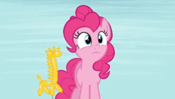 Size: 1920x1080 | Tagged: safe, screencap, character:pinkie pie, animated, balloon, balloon animal, cute, hasbro logo, laughing, my little pony logo, nose in the air, sound, stifling laughter, volumetric mouth, webm